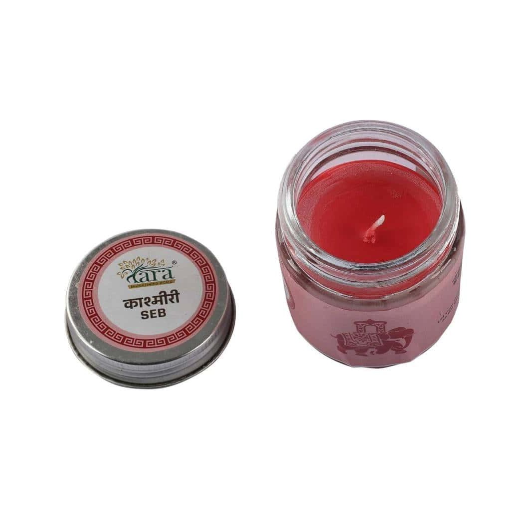 Kashmiri Seb - 1 Wick Scented Candle - Plain Glass Jar - Tara Candles