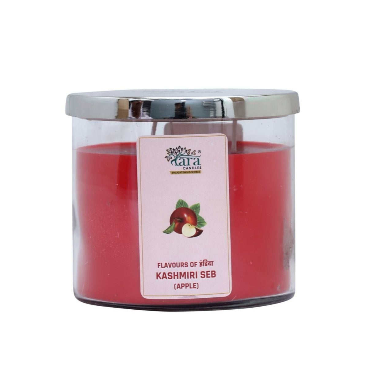 Kashmiri Seb - 3 Wick Scented Candle - Clear Glass Jar - Tara Candles