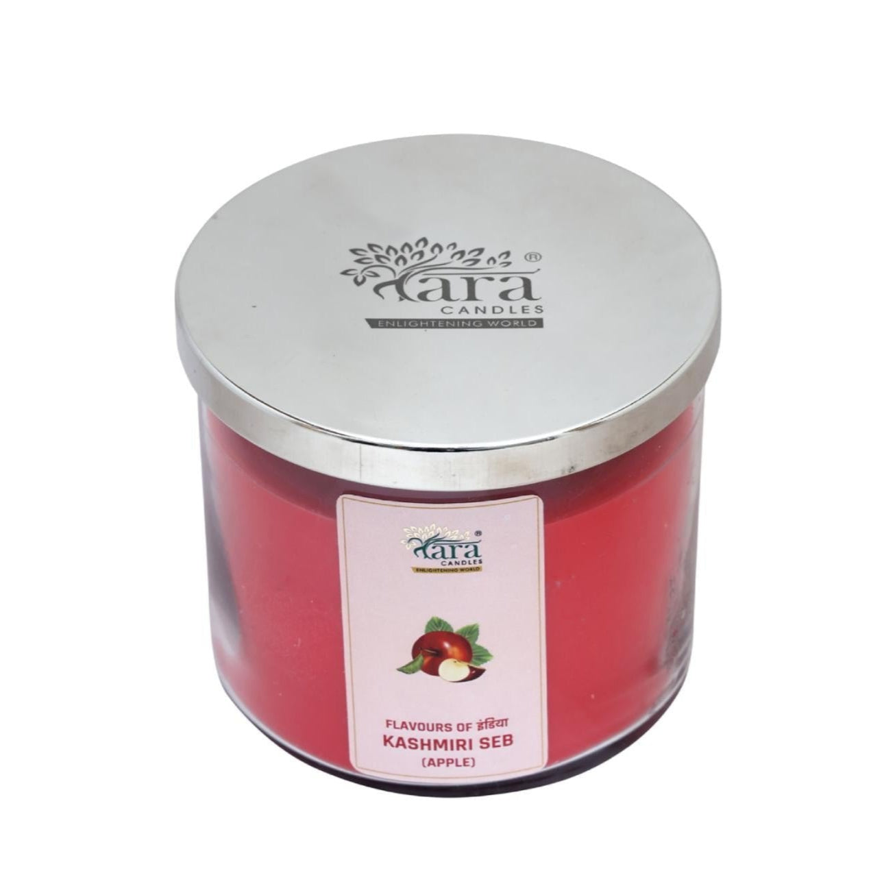 Kashmiri Seb - 3 Wick Scented Candle - Clear Glass Jar - Tara Candles