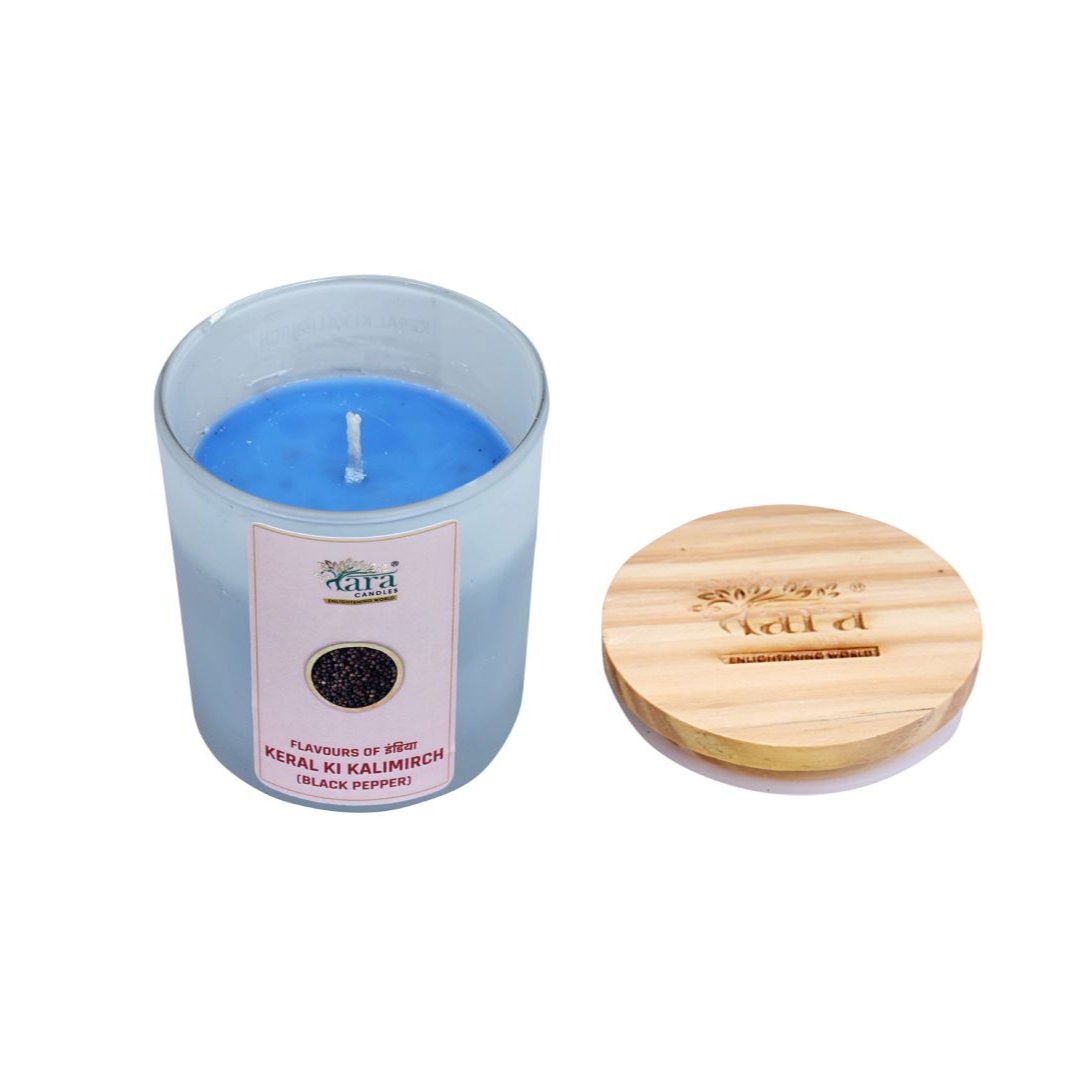 Keral Ki Kalimirchi - 1 Wick Scented Candle - Frosted Glass Jar - Tara Candles