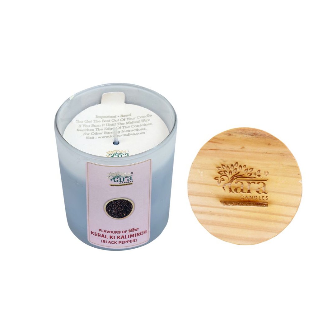 Keral Ki Kalimirchi - 1 Wick Scented Candle - Frosted Glass Jar - Tara Candles