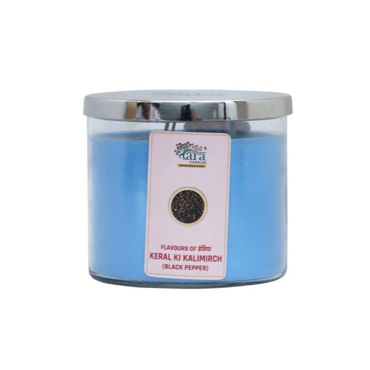 Keral Ki Kalimirchi - 3 Wick Scented Candle - Clear Glass Jar - Tara Candles