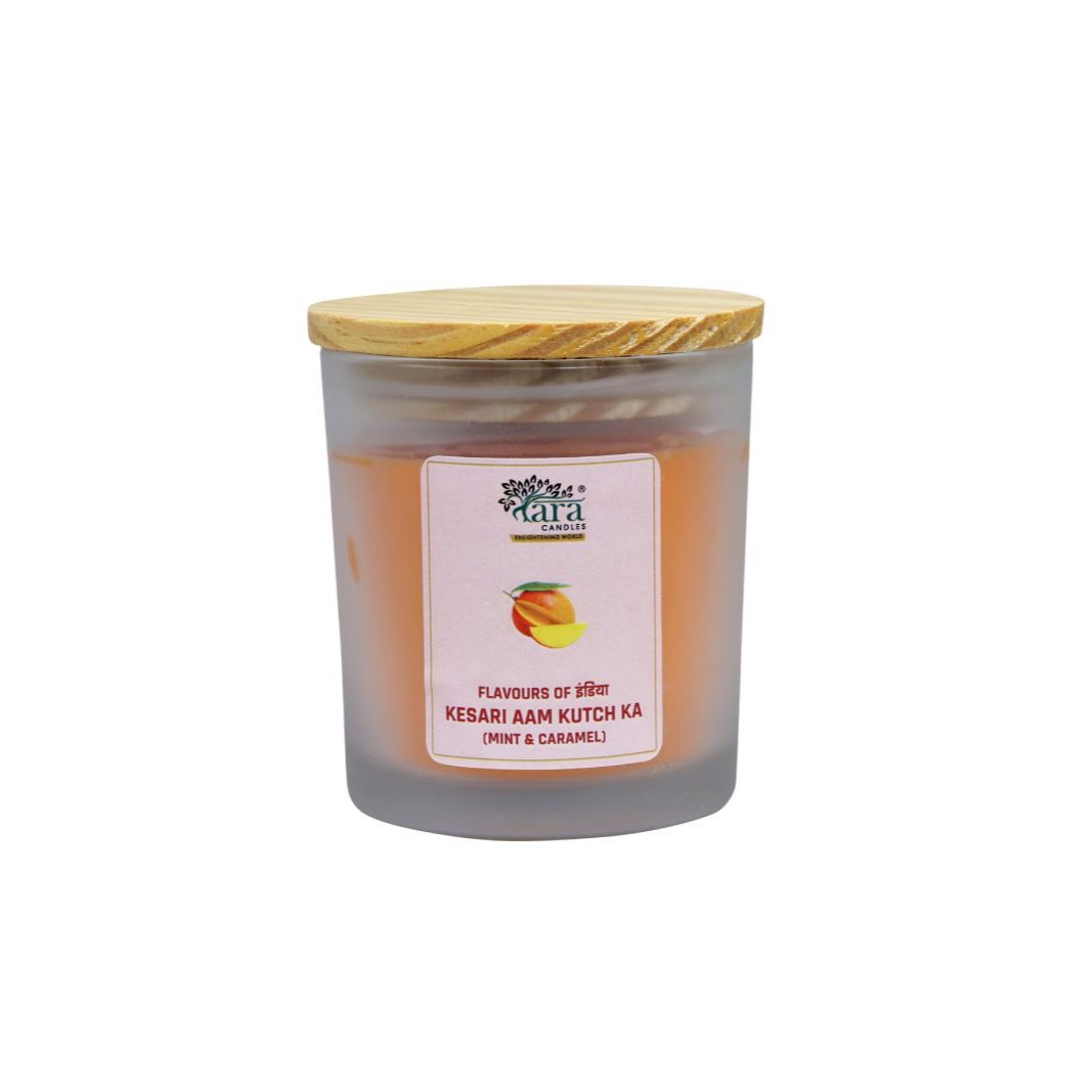 Kesari Aam Kutch Ka - 1 Wick Scented Candle - Frosted Glass Jar - Tara Candles