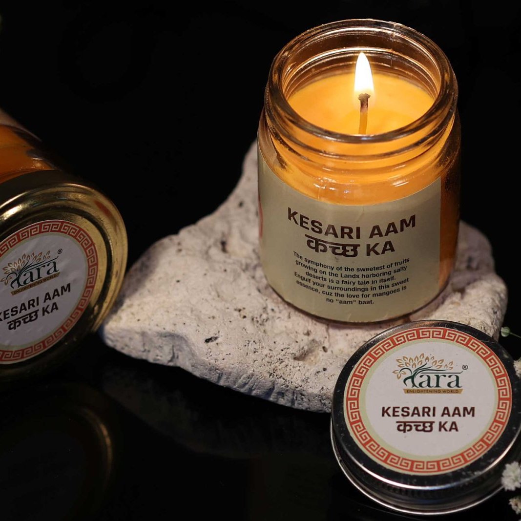 Kesari Aam Kutch Ka - 1 Wick Scented Candle - Plain Glass Jar - Tara Candles