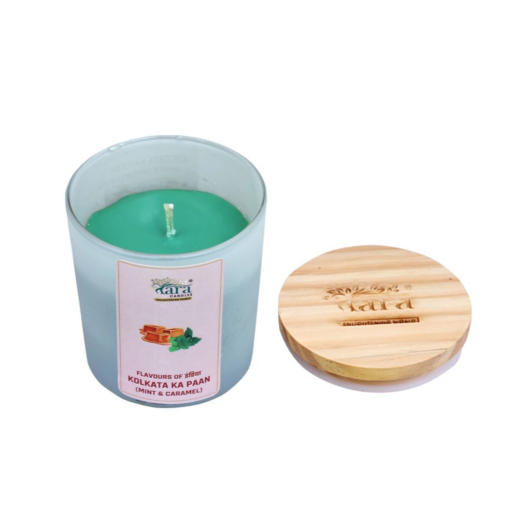 Kolkata Ka Paan - 1 Wick Scented Candle - Frosted Glass Jar - Tara Candles