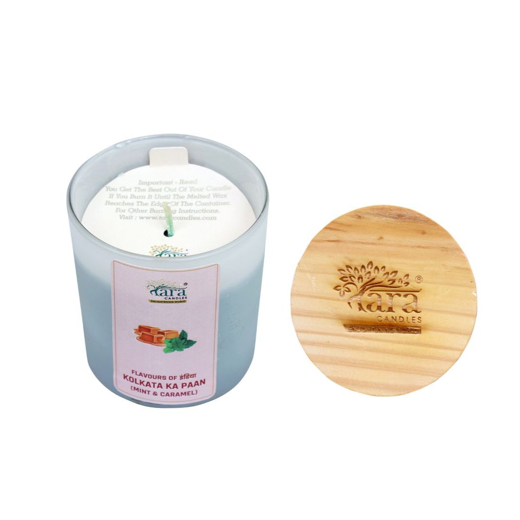 Kolkata Ka Paan - 1 Wick Scented Candle - Frosted Glass Jar - Tara Candles