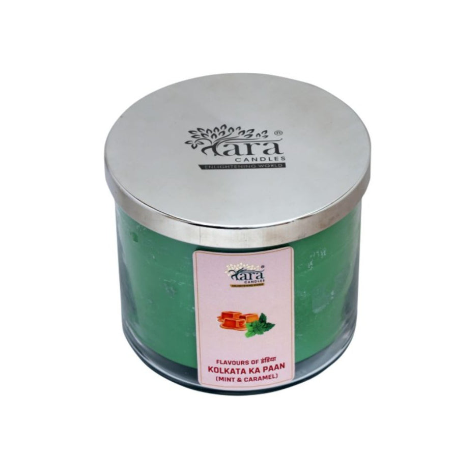 Kolkata Ka Paan - 3 Wick Scented Candle - Clear Glass Jar - Tara Candles