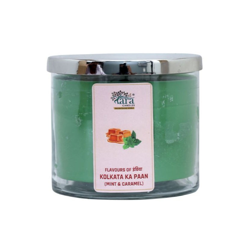 Kolkata Ka Paan - 3 Wick Scented Candle - Clear Glass Jar - Tara Candles