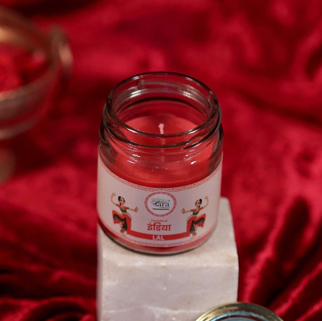 Lal - 1 Wick Scented Candle - Plain Glass Jar - Tara Candles
