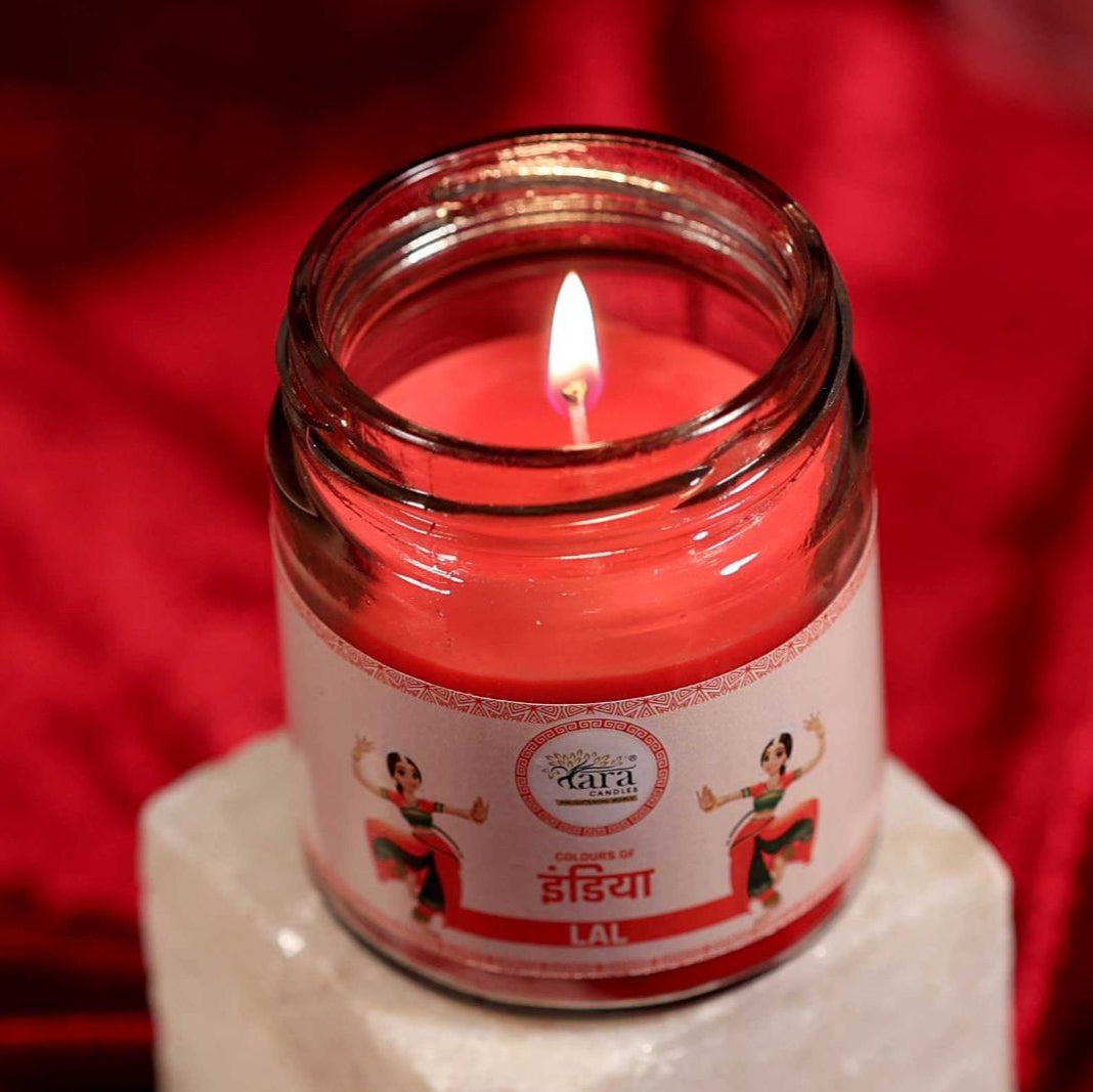 Lal - 1 Wick Scented Candle - Plain Glass Jar - Tara Candles
