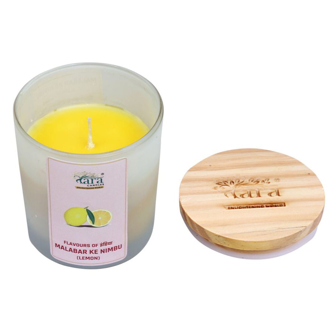 Malabari Ke Nimbu - 1 Wick Scented Candle - Frosted Glass Jar - Tara Candles
