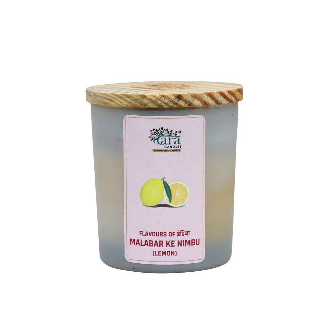 Malabari Ke Nimbu - 1 Wick Scented Candle - Frosted Glass Jar - Tara Candles