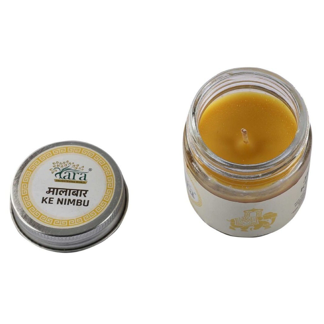 Malabari Ke Nimbu - 1 Wick Scented Candle - Plain Glass Jar - Tara Candles