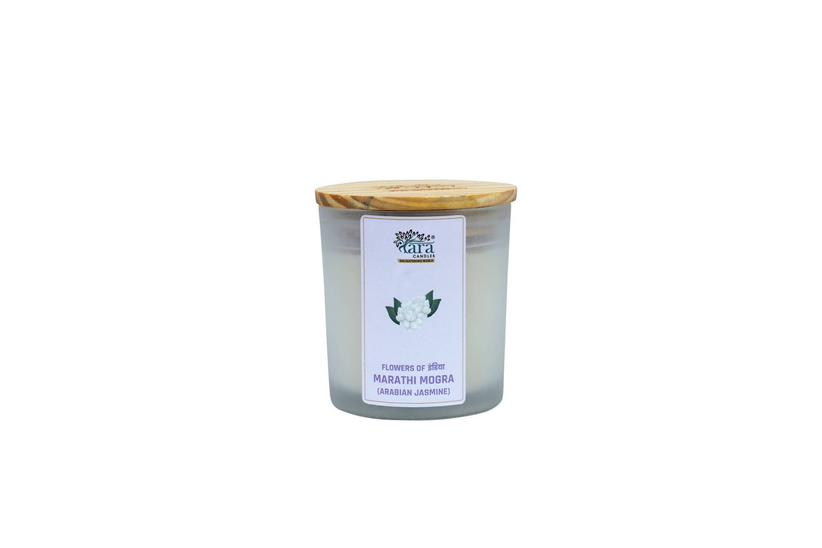  Marathi Mogra- 1 Wick Scented Candle - Frosted Glass Jar - Tara Candles