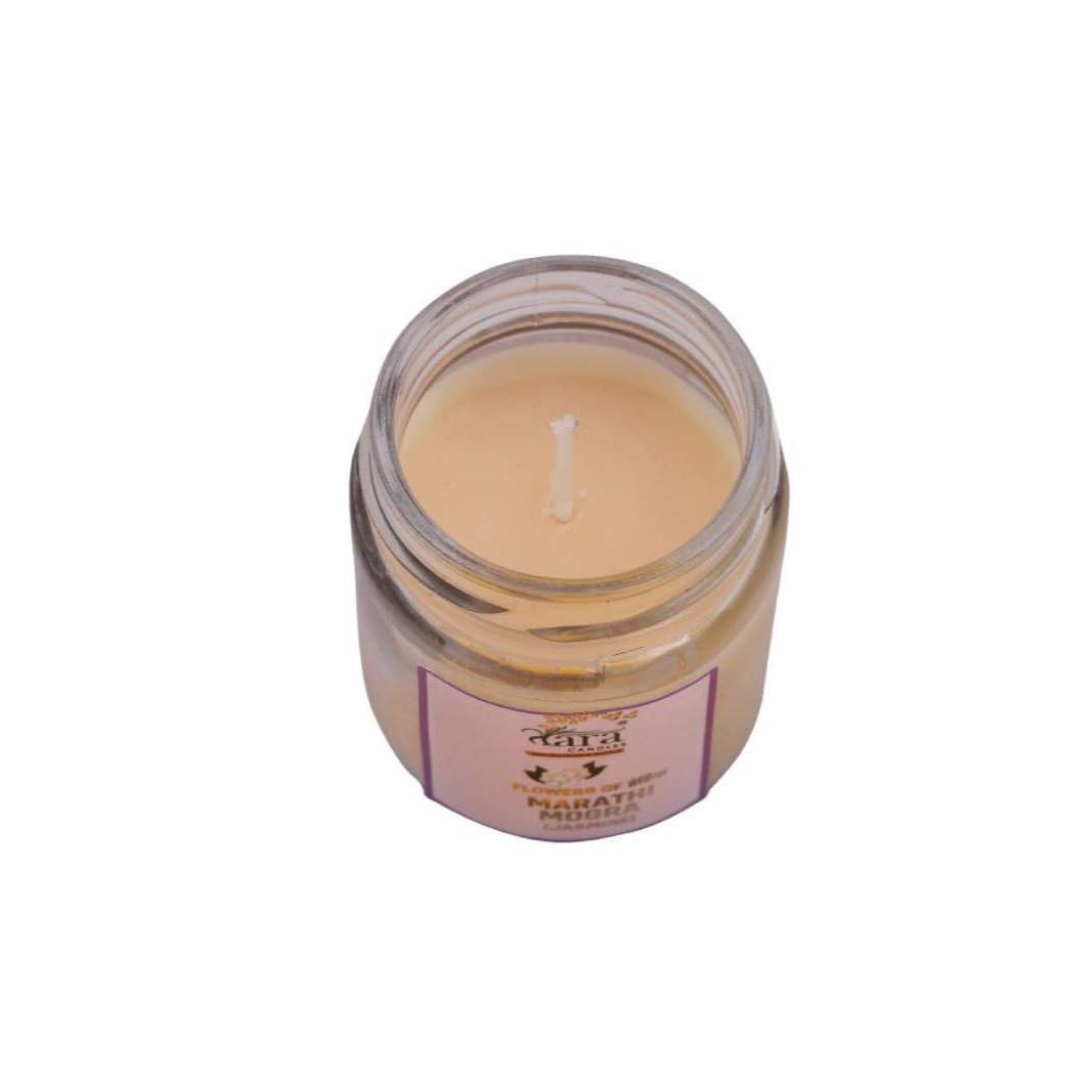 Marathi Mogra - 1 Wick Scented Candle - Plain Glass Jar - Tara Candles
