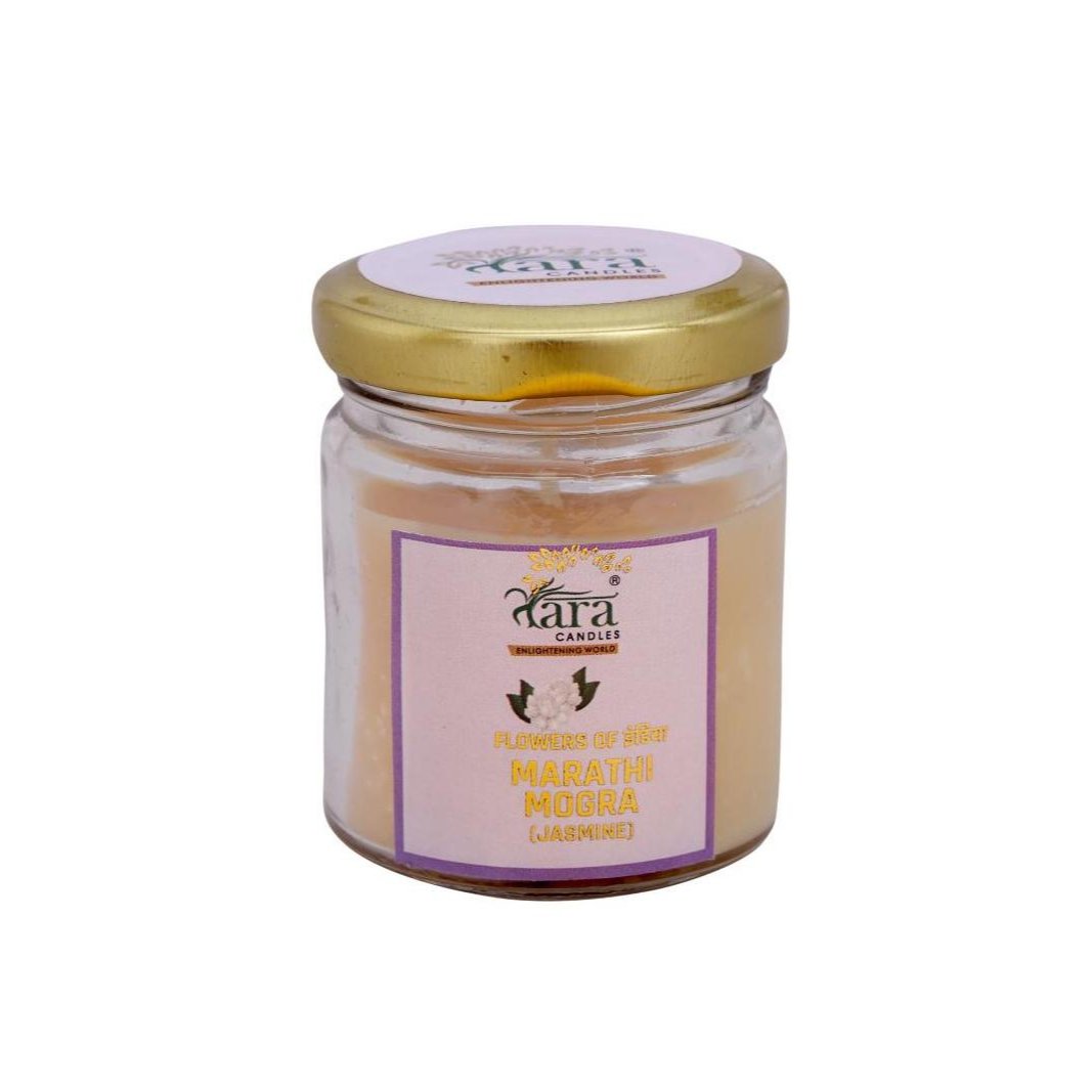 Marathi Mogra - 1 Wick Scented Candle - Plain Glass Jar - Tara Candles