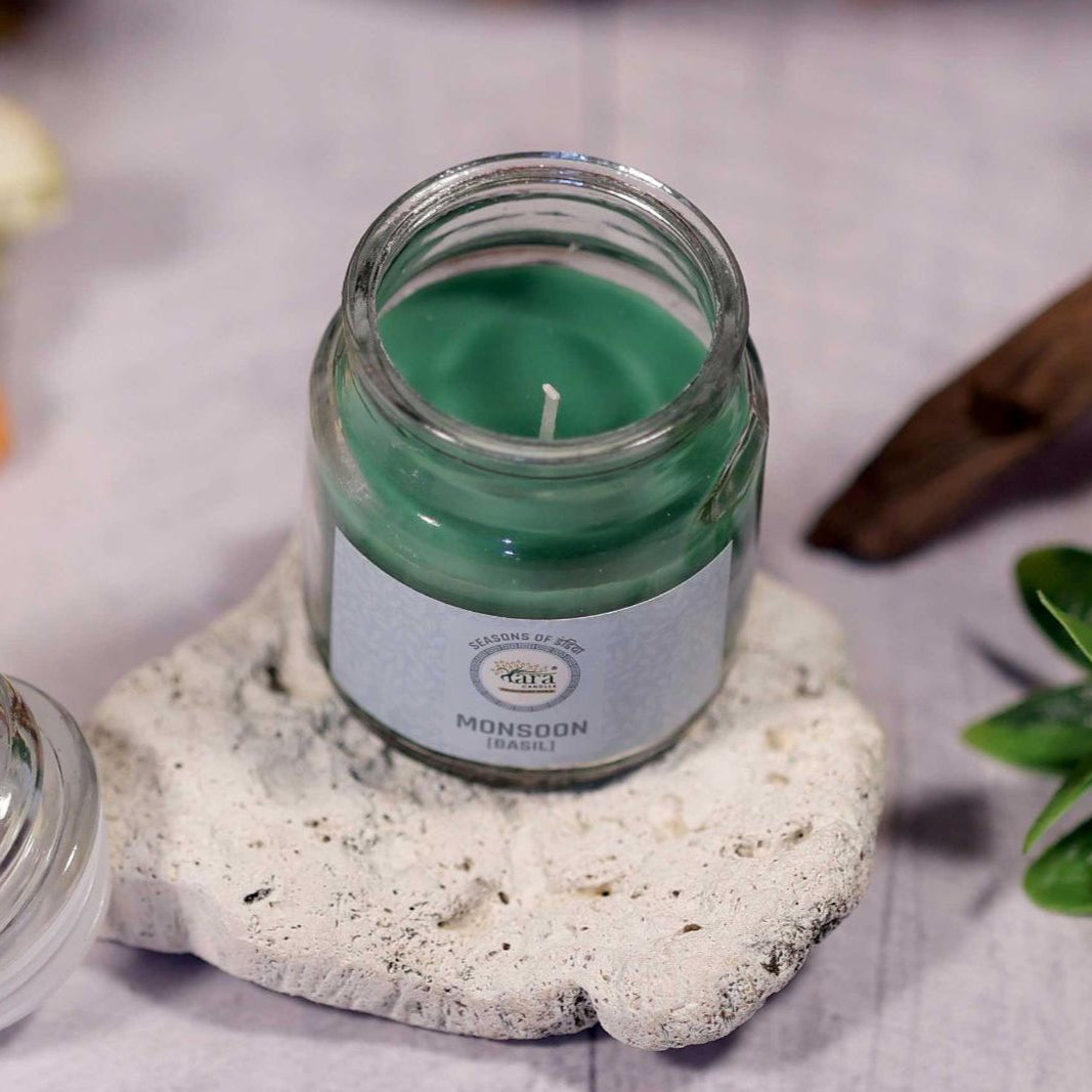 Monsoon Basil - 1 Wick Scented Candle - Irish Glass Jar - Tara Candles
