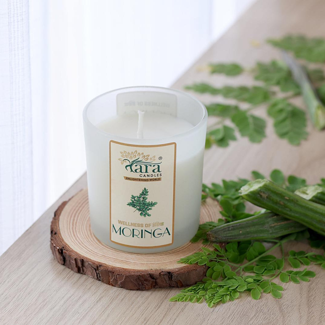 Moringa - 1 Wick Scented Candle - Frosted Glass Jar - Tara Candles
