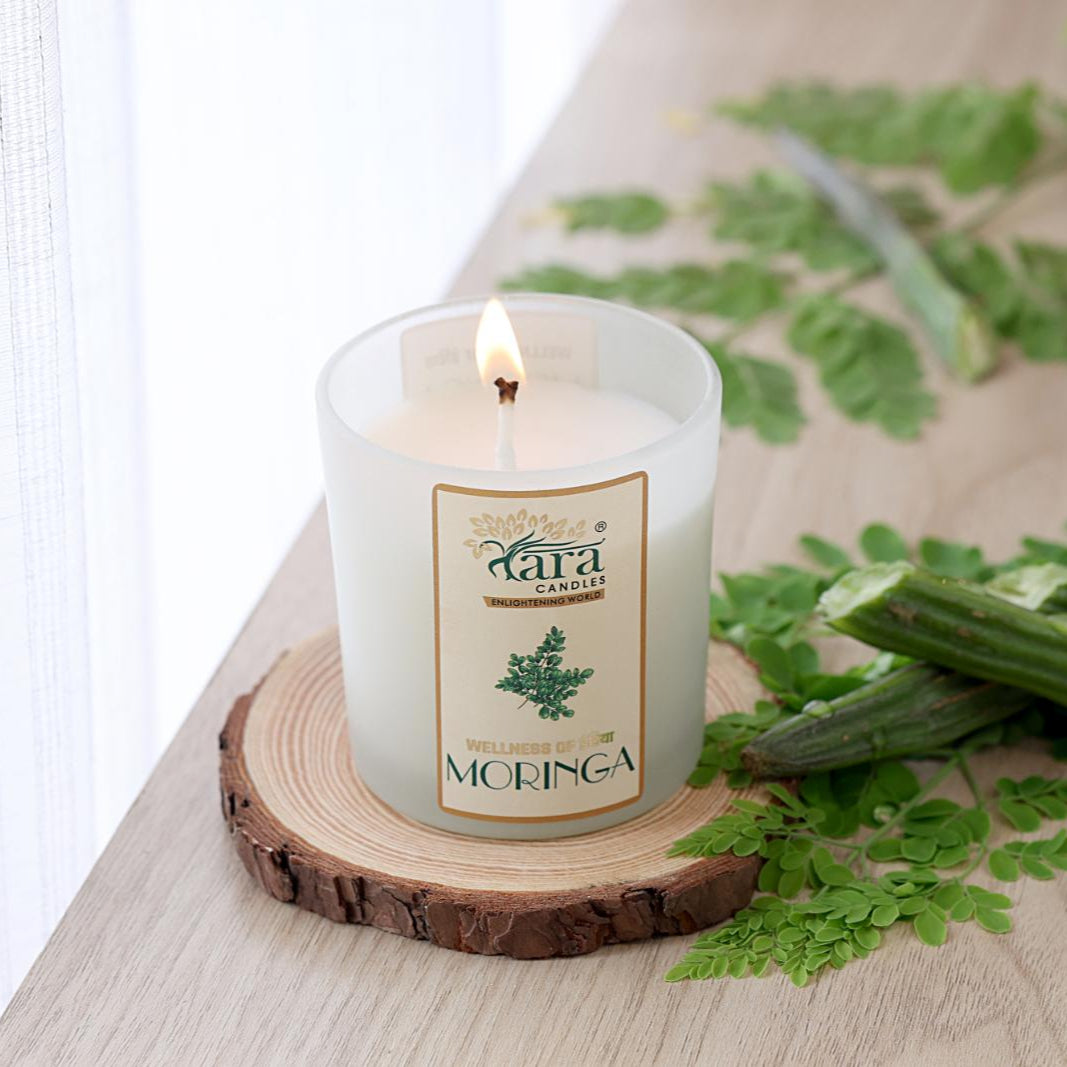 Moringa - 1 Wick Scented Candle - Frosted Glass Jar - Tara Candles
