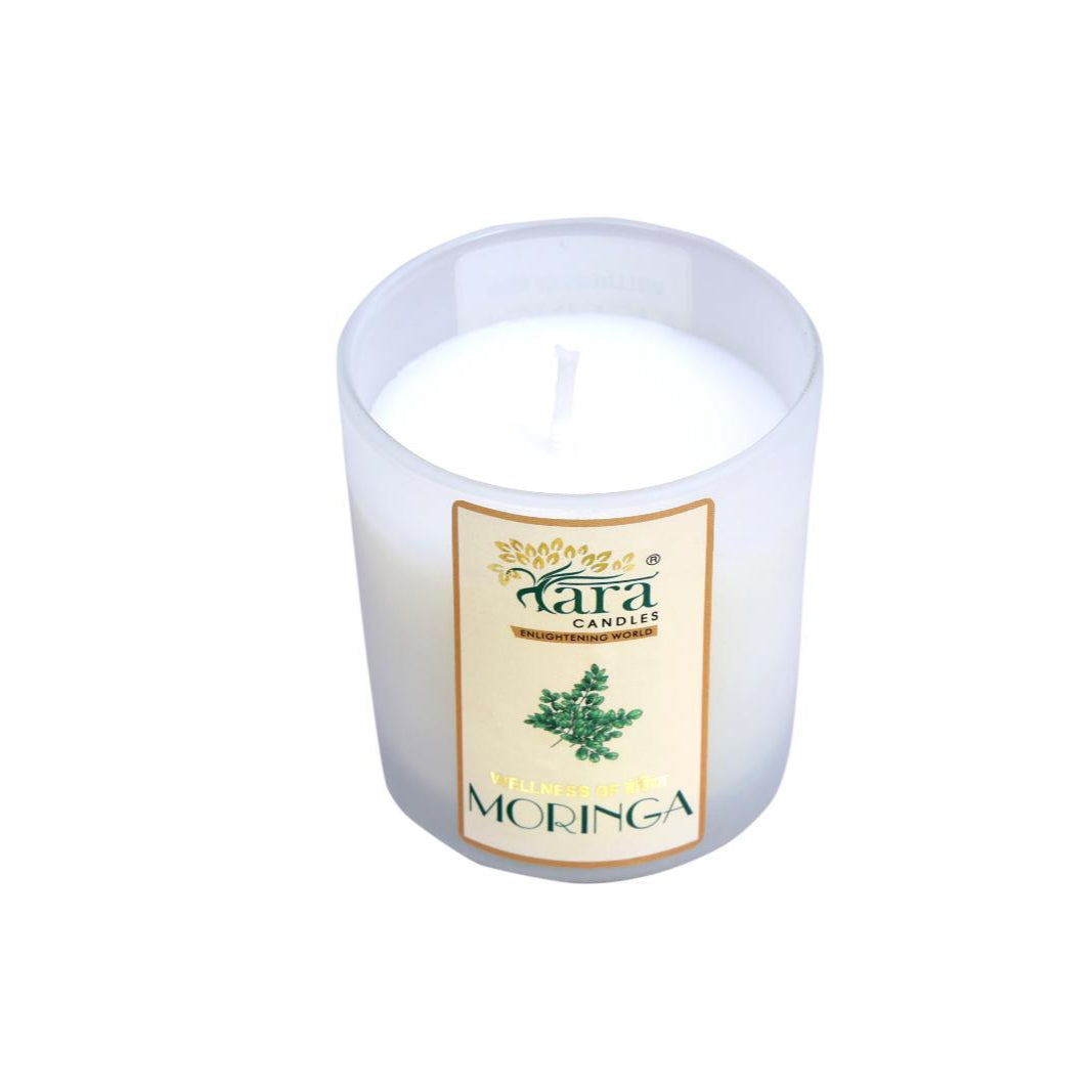 Moringa - 1 Wick Scented Candle - Frosted Glass Jar - Tara Candles

