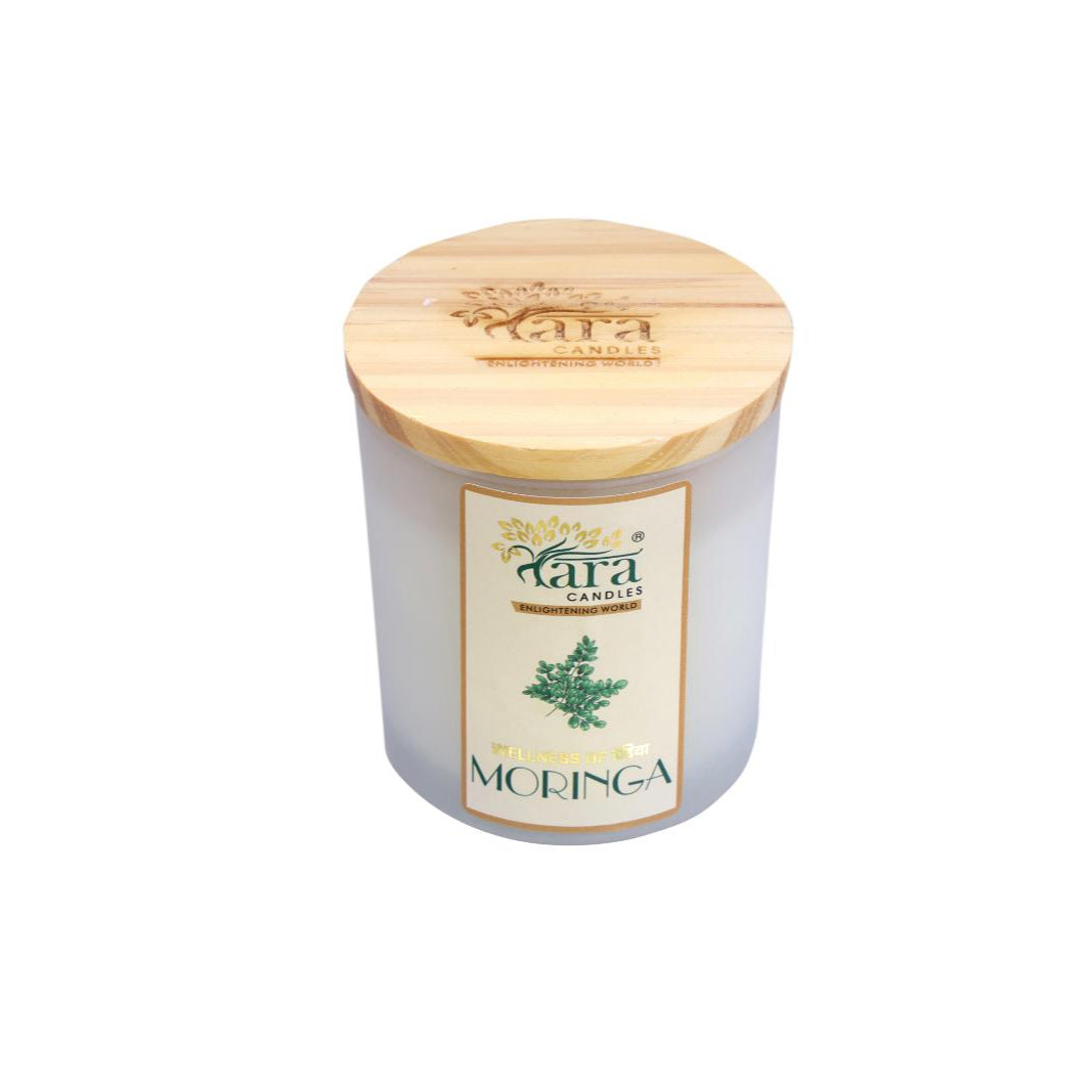 Moringa - 1 Wick Scented Candle - Frosted Glass Jar - Tara Candles
