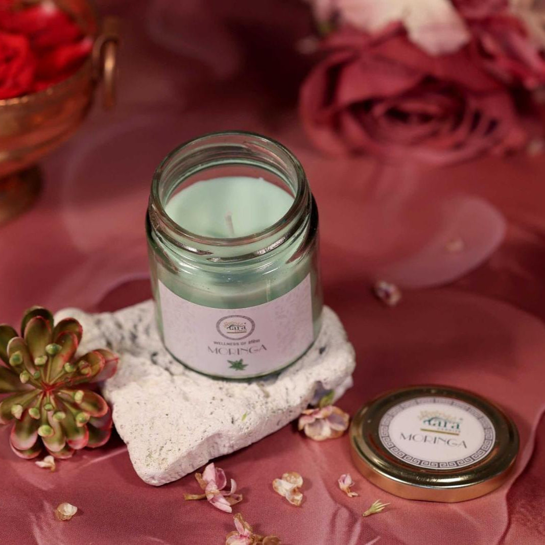 Moringa - 1 Wick Scented Candle - Plain Glass Jar - Tara Candles
