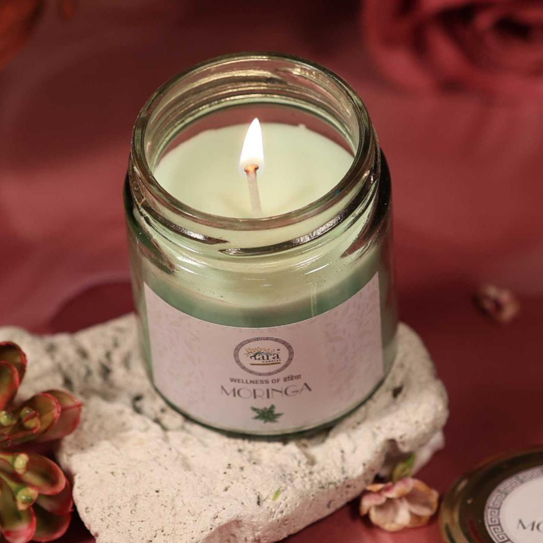 Moringa - 1 Wick Scented Candle - Plain Glass Jar - Tara Candles
