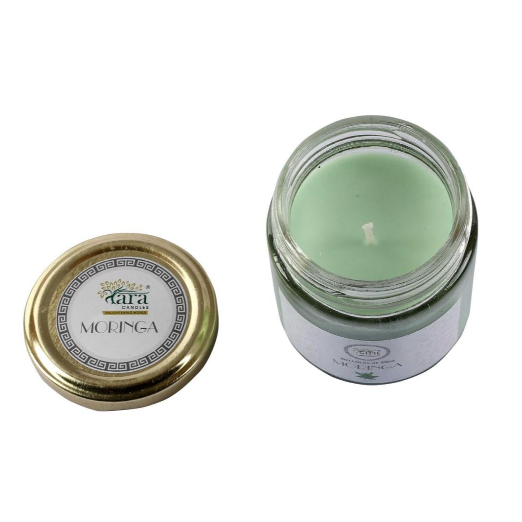 Moringa - 1 Wick Scented Candle - Plain Glass Jar - Tara Candles
