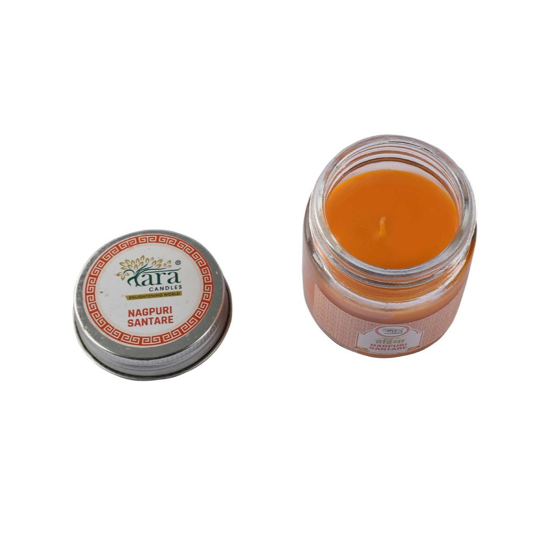 Nagpuri Santare - 1 Wick Scented Candle - Plain Glass Jar - Tara Candles
