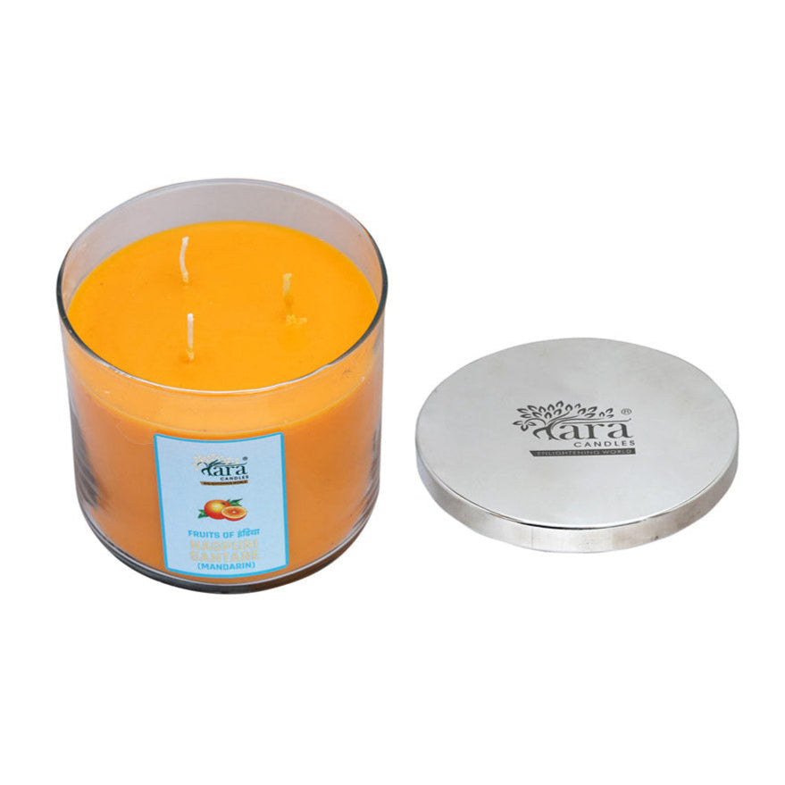 Nagpuri Santare - 3 Wick Scented Candle - Clear Glass Jar - Tara Candles

