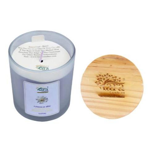 Nanital Ka Brahma Kamal- 1 Wick Scented Candle - Frosted Glass Jar - Tara Candles
