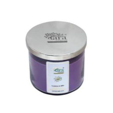 Nanital Ka Brahma Kamal - 3 Wick Scented Candle - Clear Glass Jar - Tara Candles
