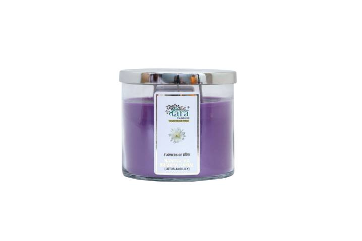 Nanital Ka Brahma Kamal | 3 Wick Scented Candle | Clear Glass Jar