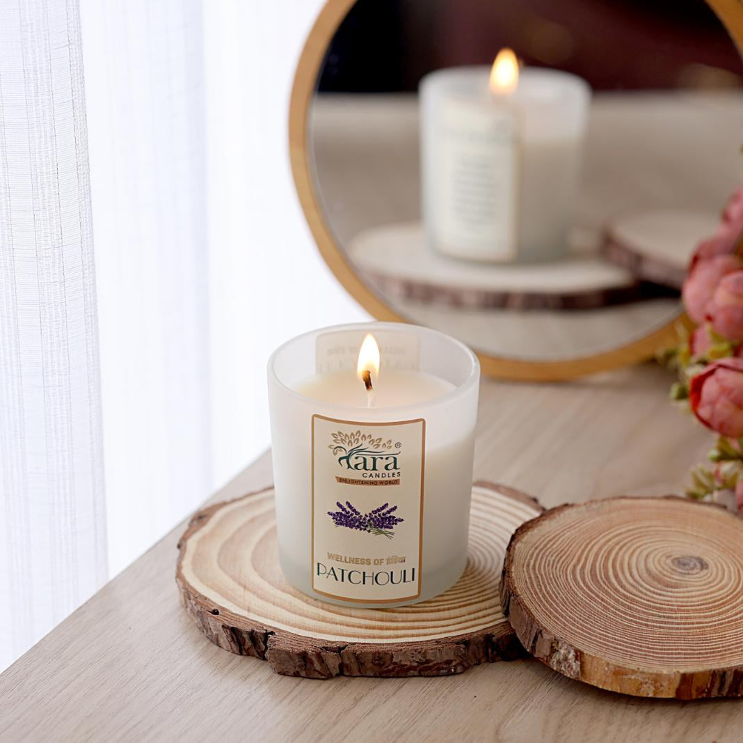 Patchouli - 1 Wick Scented Candle - Frosted Glass Jar - Tara Candles

