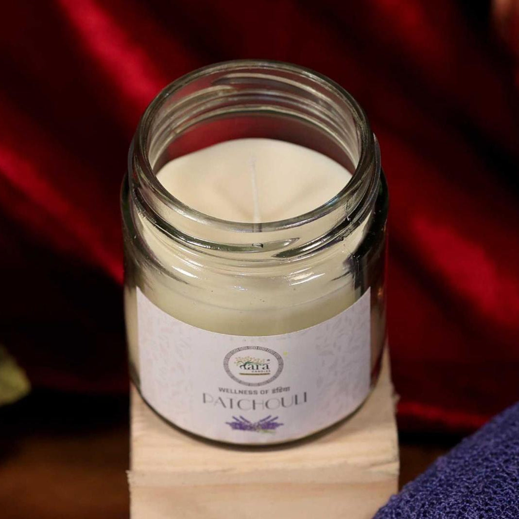 Patchouli- 1 Wick Scented Candle - Plain Glass Jar - Tara Candles
