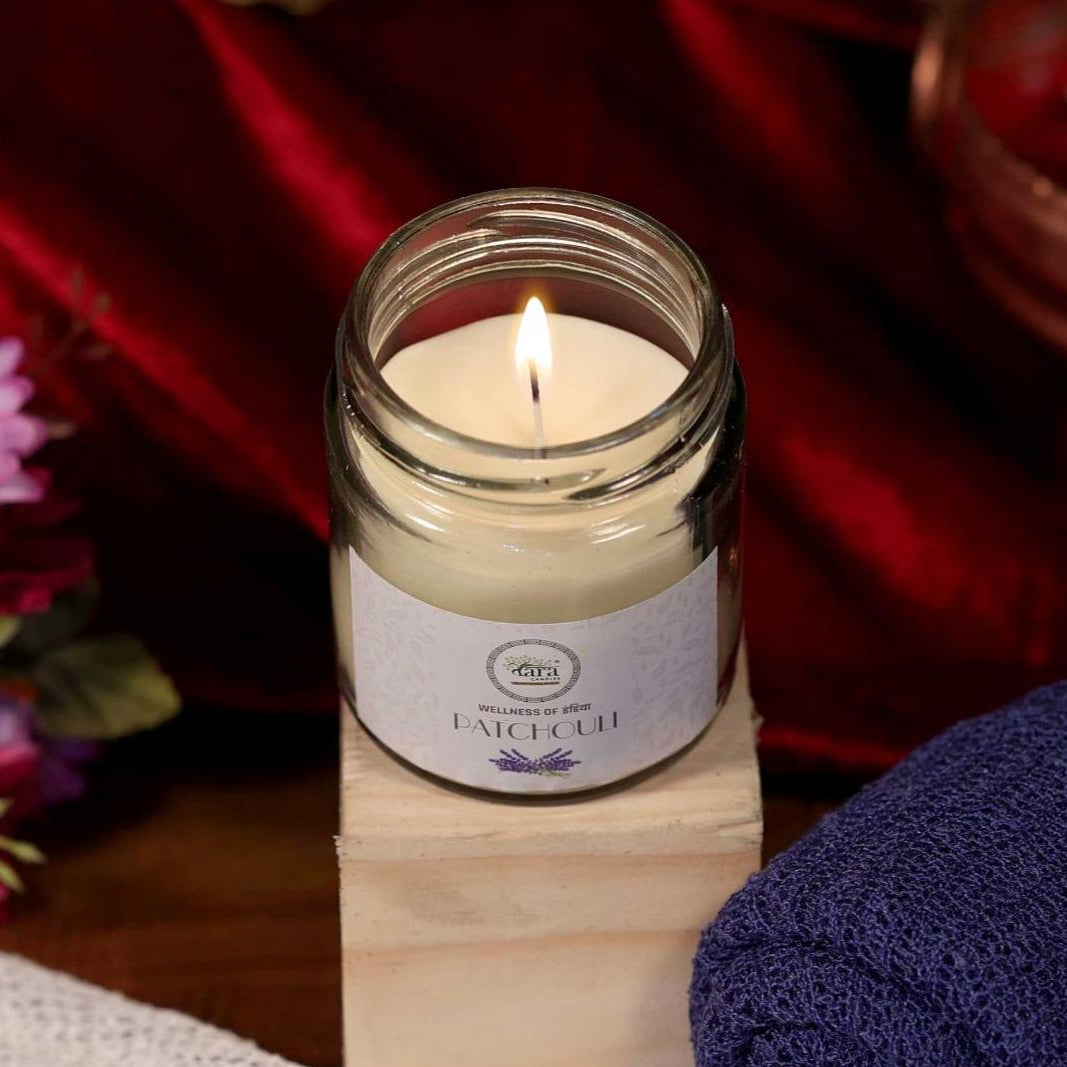 Patchouli- 1 Wick Scented Candle - Plain Glass Jar - Tara Candles
