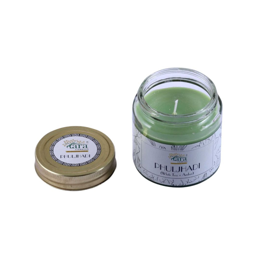 Phuljhadi- 1 Wick Scented Candle - Plain Glass Jar - Tara Candles
