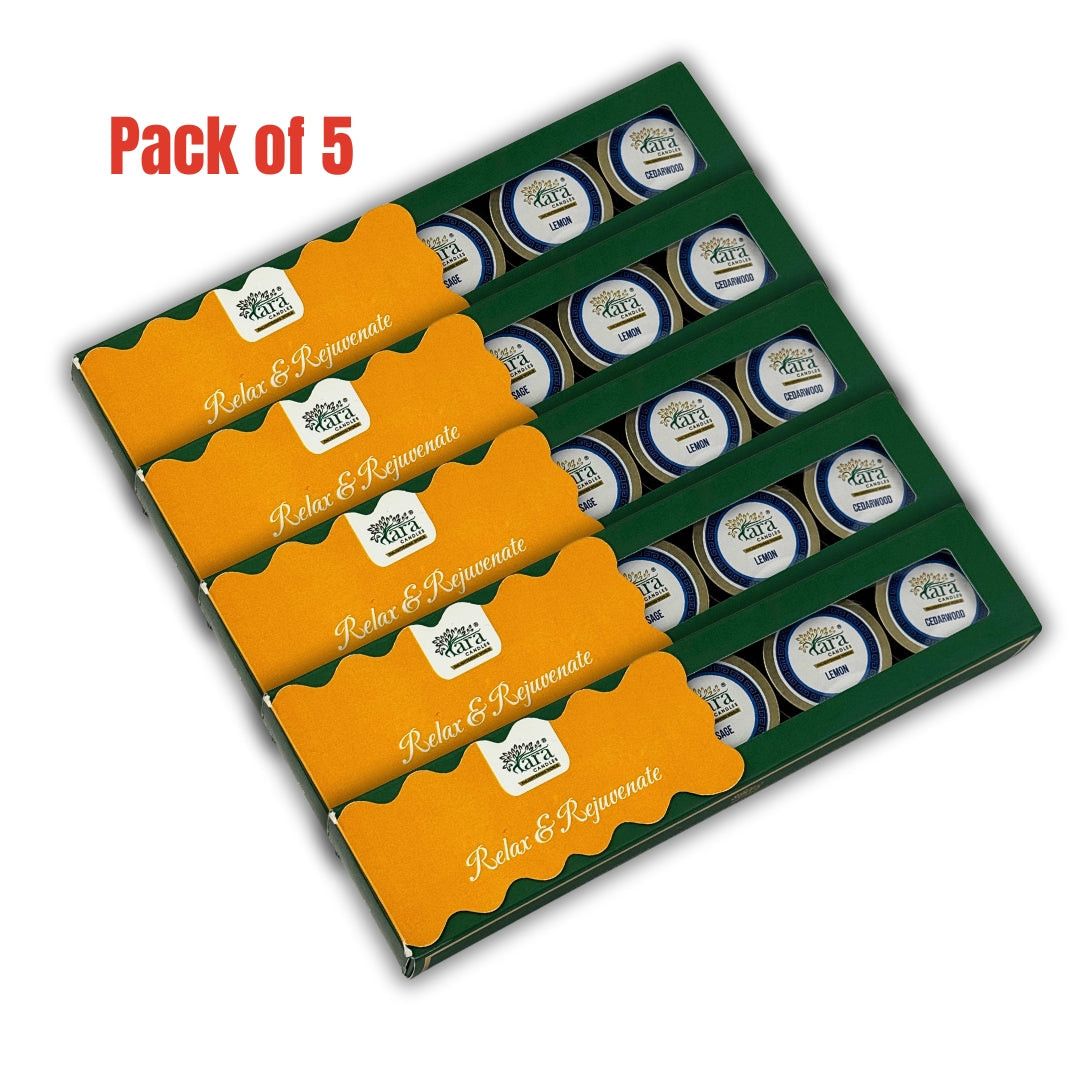 Relax & Rejuvenate | Scented Tin Candle | Set of 5 | Single Wick