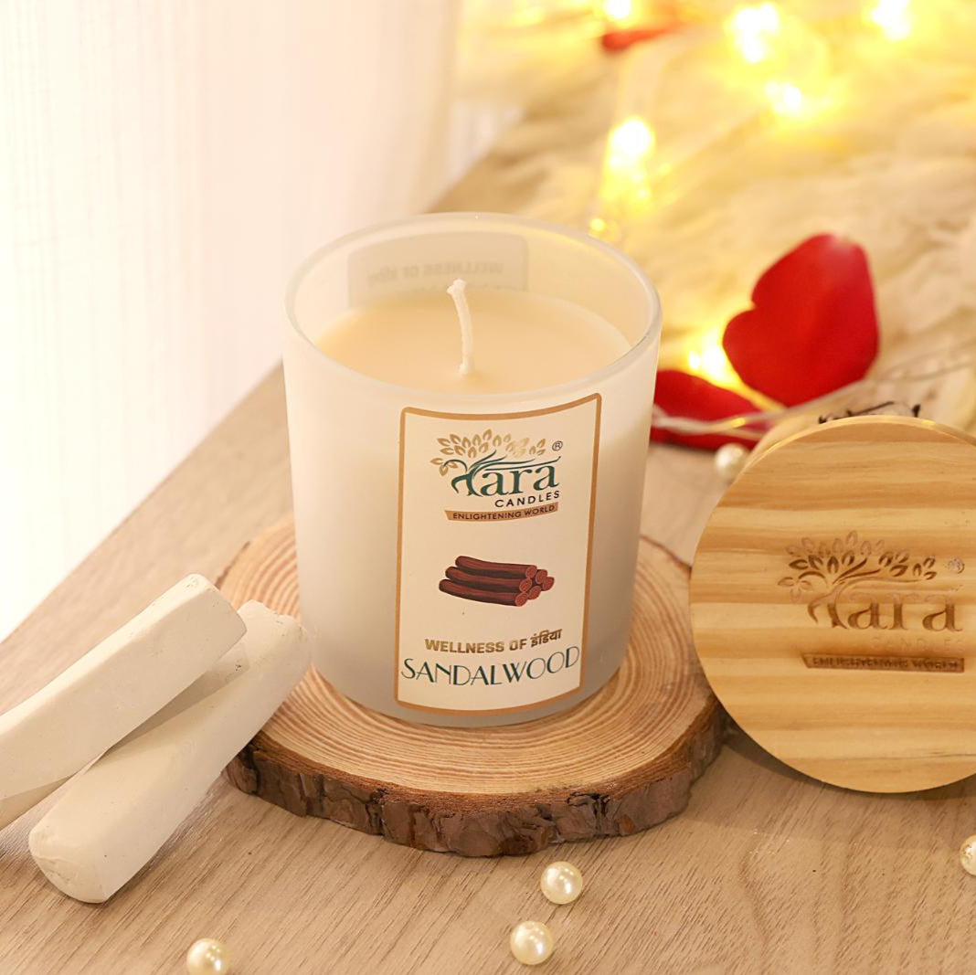 Sandalwood - 1 Wick Scented Candle - Frosted Glass Jar - Tara Candles
