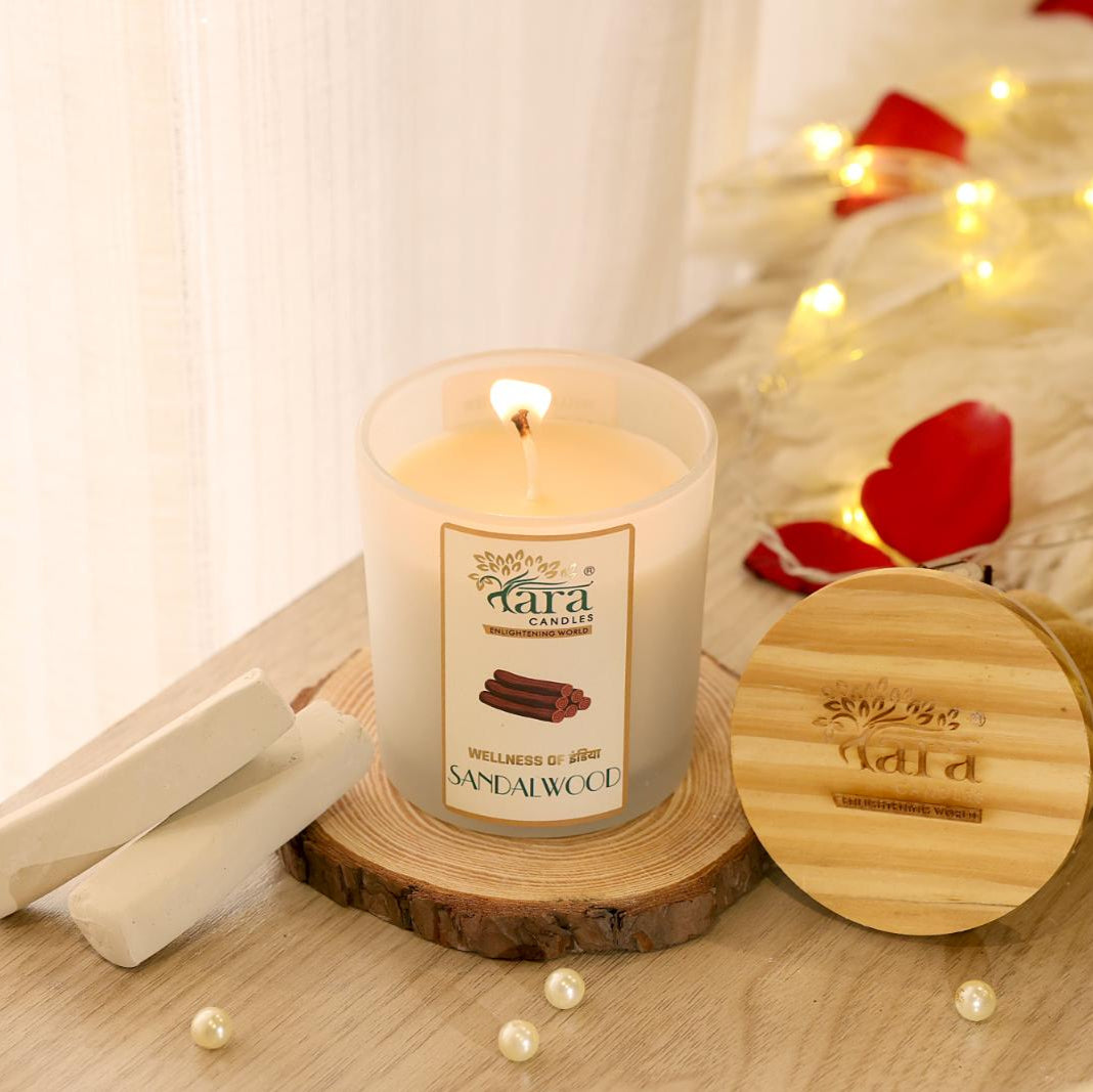 Sandalwood - 1 Wick Scented Candle - Frosted Glass Jar - Tara Candles
