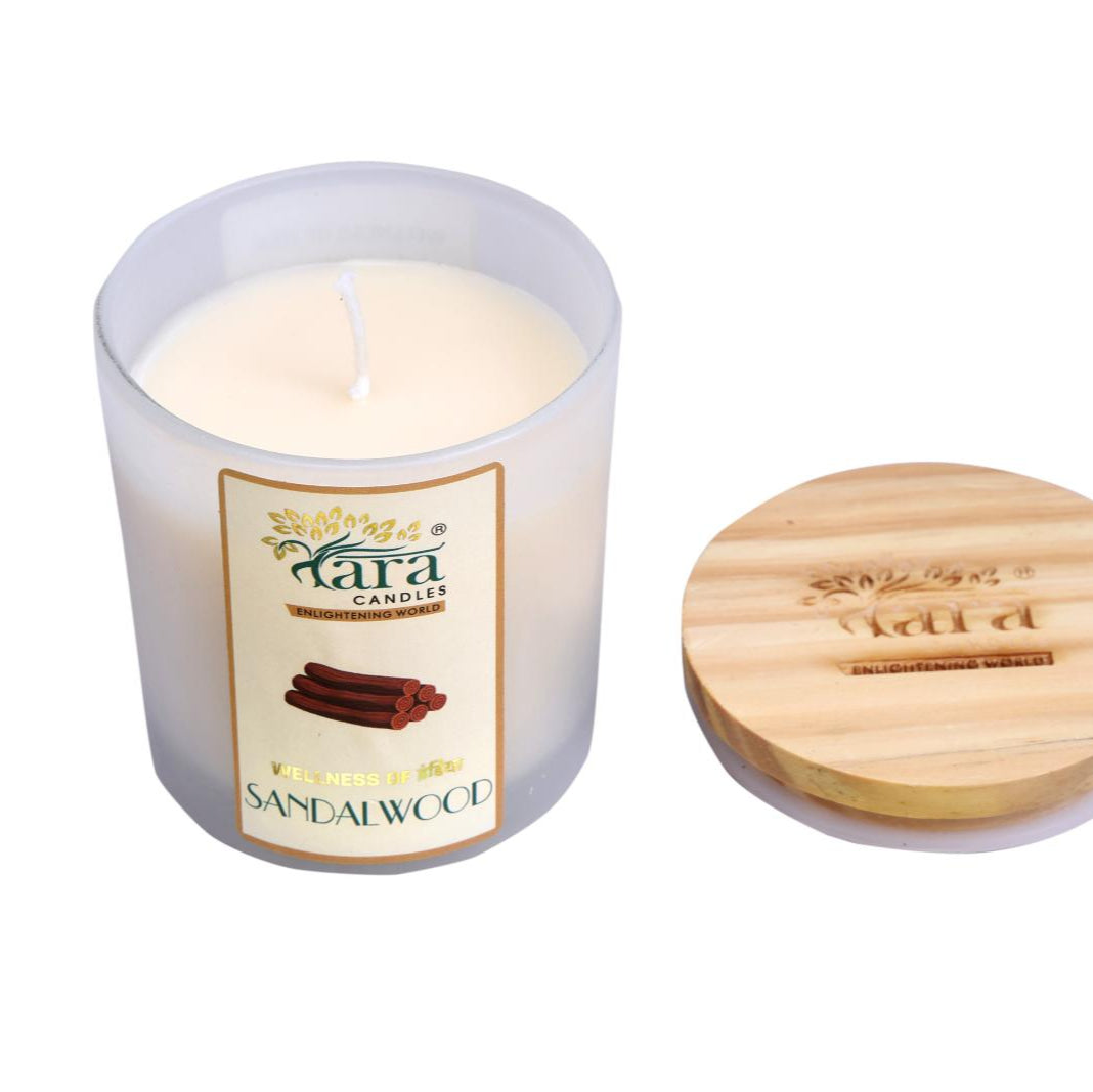 Sandalwood - 1 Wick Scented Candle - Frosted Glass Jar - Tara Candles
