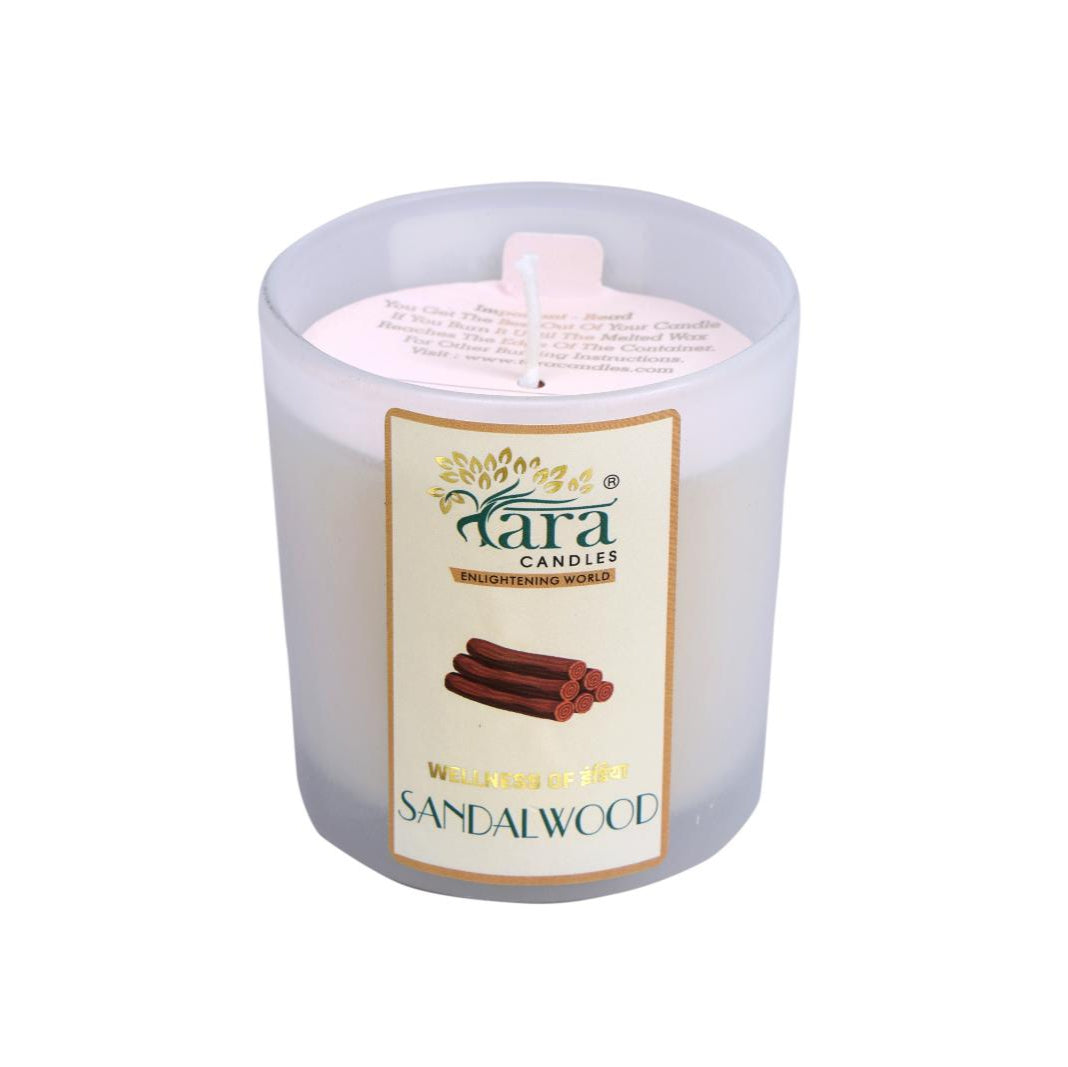 Sandalwood - 1 Wick Scented Candle - Frosted Glass Jar - Tara Candles
