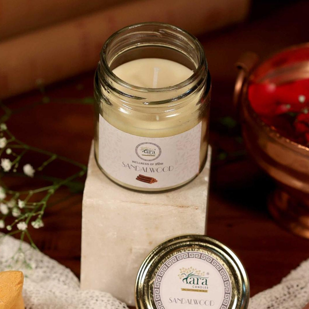 Sandalwood - 1 Wick Scented Candle - Plain Glass Jar - Tara Candles
