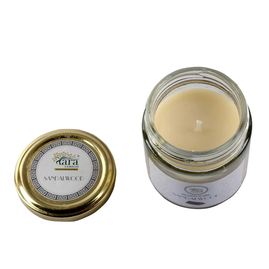Sandalwood - 1 Wick Scented Candle - Plain Glass Jar - Tara Candles
