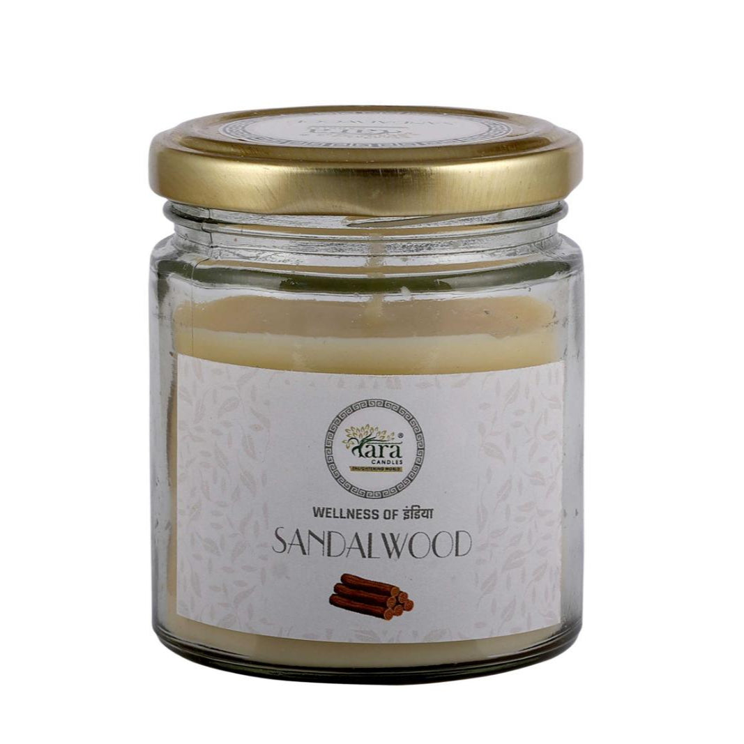 Sandalwood - 1 Wick Scented Candle - Plain Glass Jar - Tara Candles
