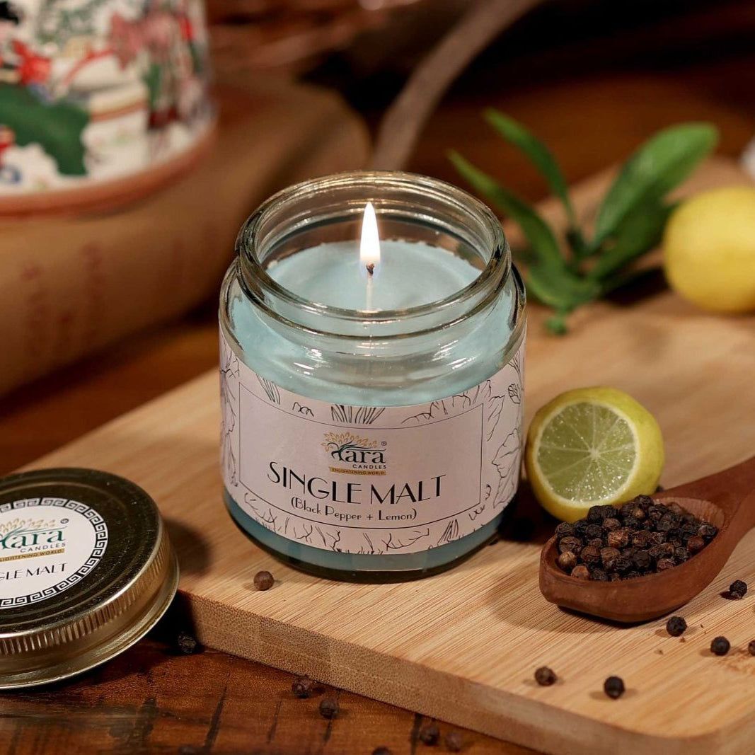 Singlemalt - 1 Wick Scented Candle - Plain Glass Jar - Tara Candles

