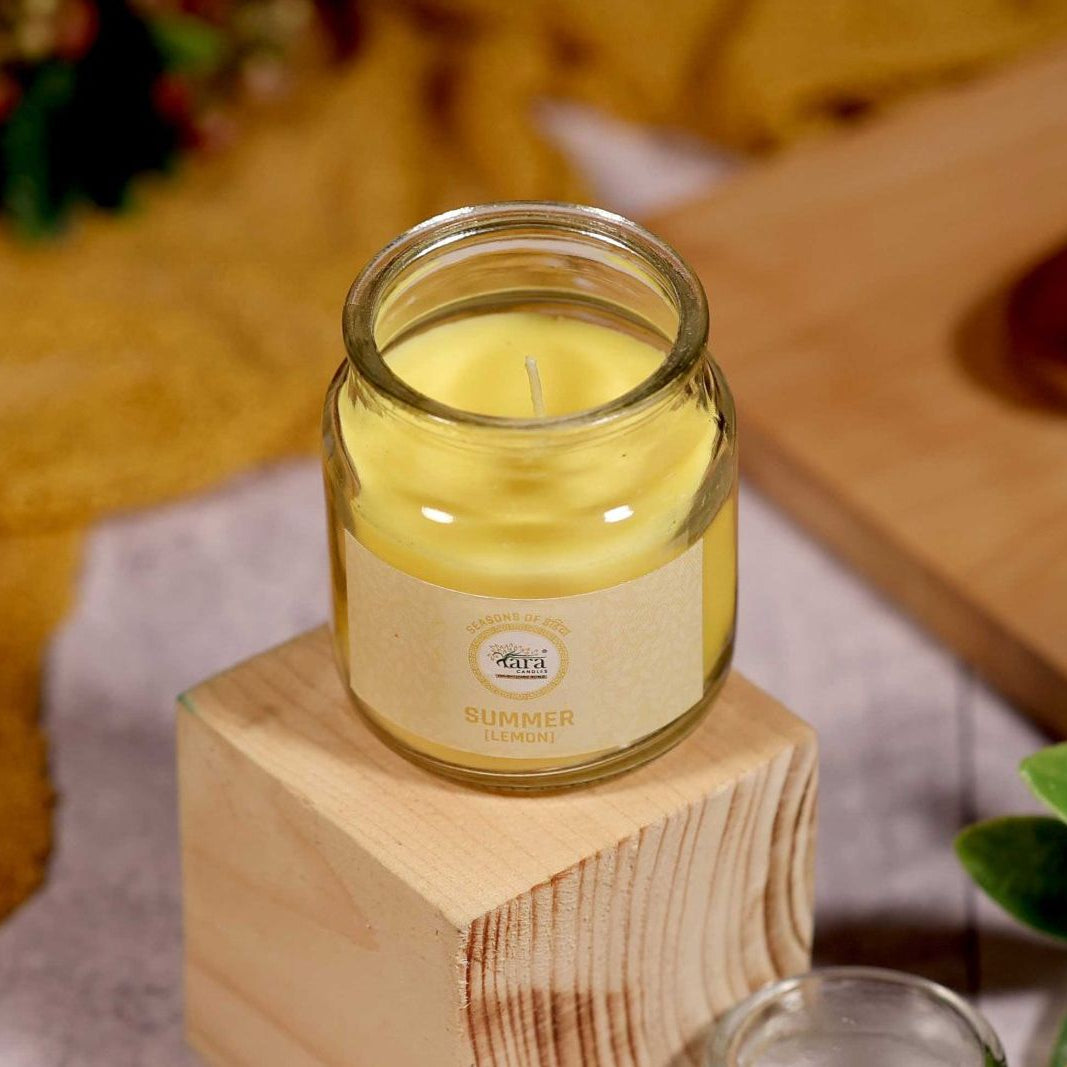Summer Lemon - 1 Wick Scented Candle - Irish Glass Jar - Tara Candles

