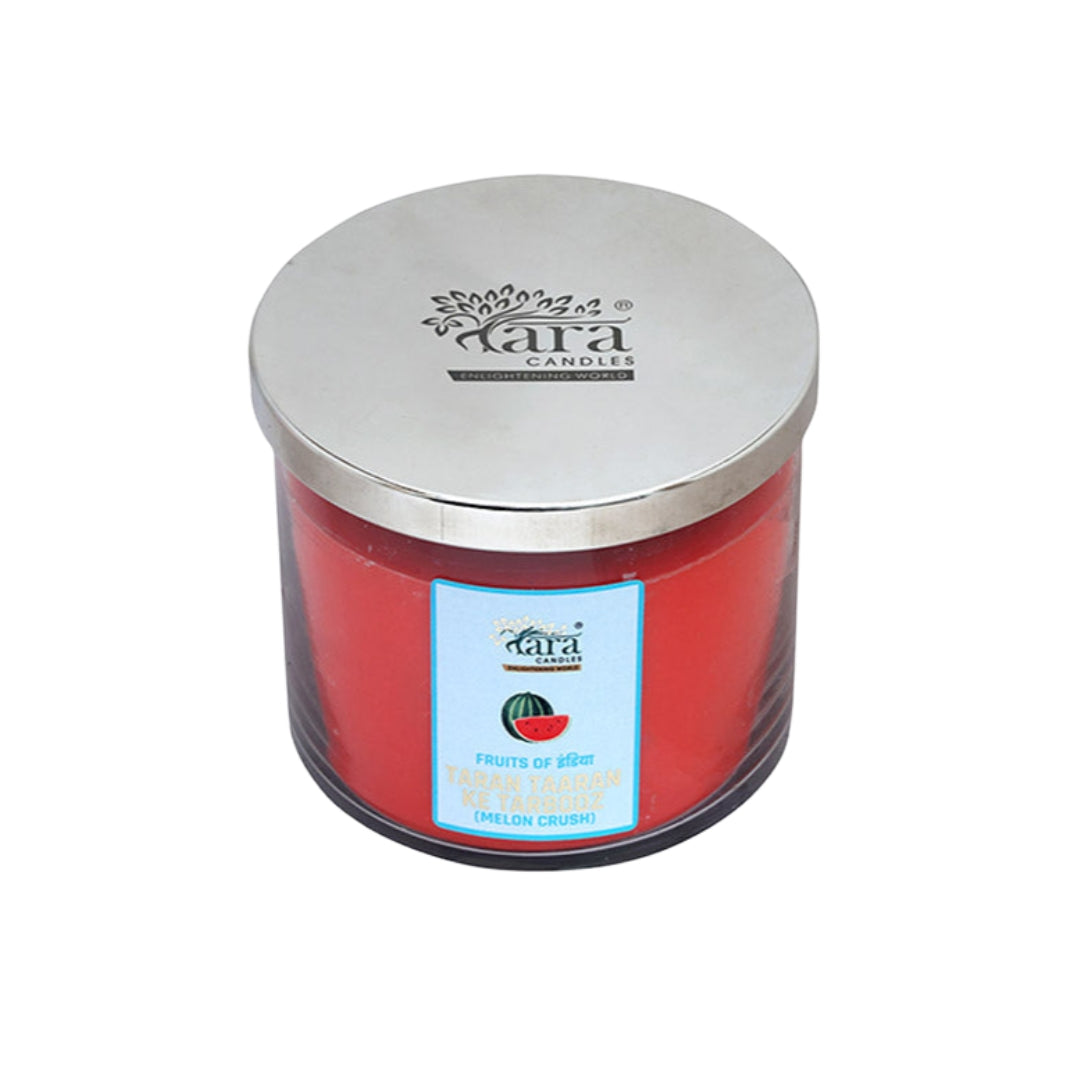 Taran Taaran Ke Tarbooz - 3 Wick Scented Candle - Clear Glass Jar - Tara Candles