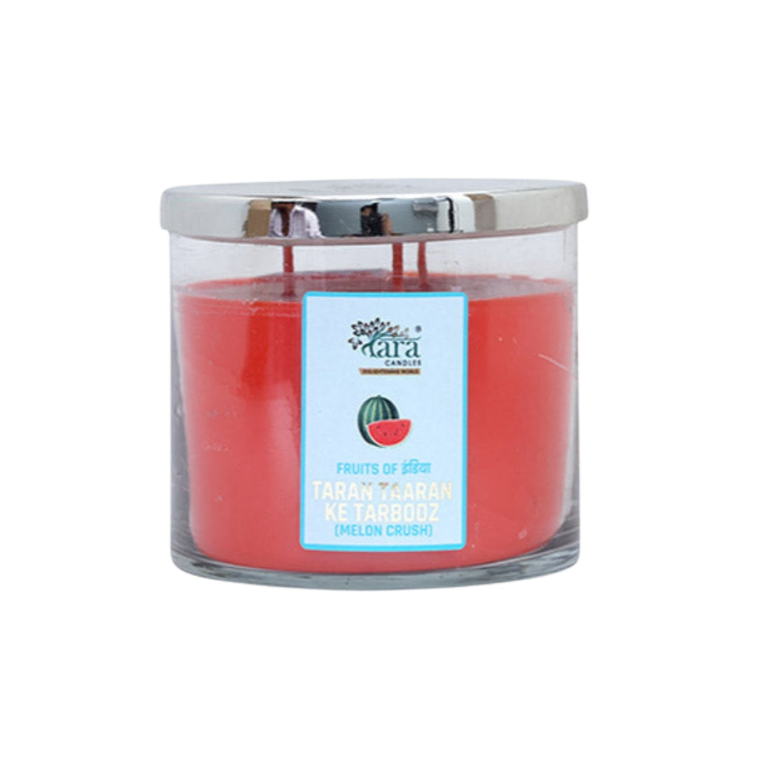 Taran Taaran Ke Tarbooz - 3 Wick Scented Candle - Clear Glass Jar - Tara Candles