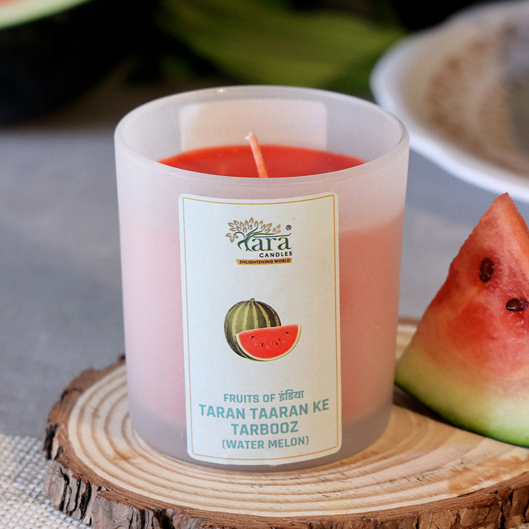 Taran Taaran Ke Tarbooz - 1 Wick Scented Candle - Frosted Glass Jar - Tara Candles

